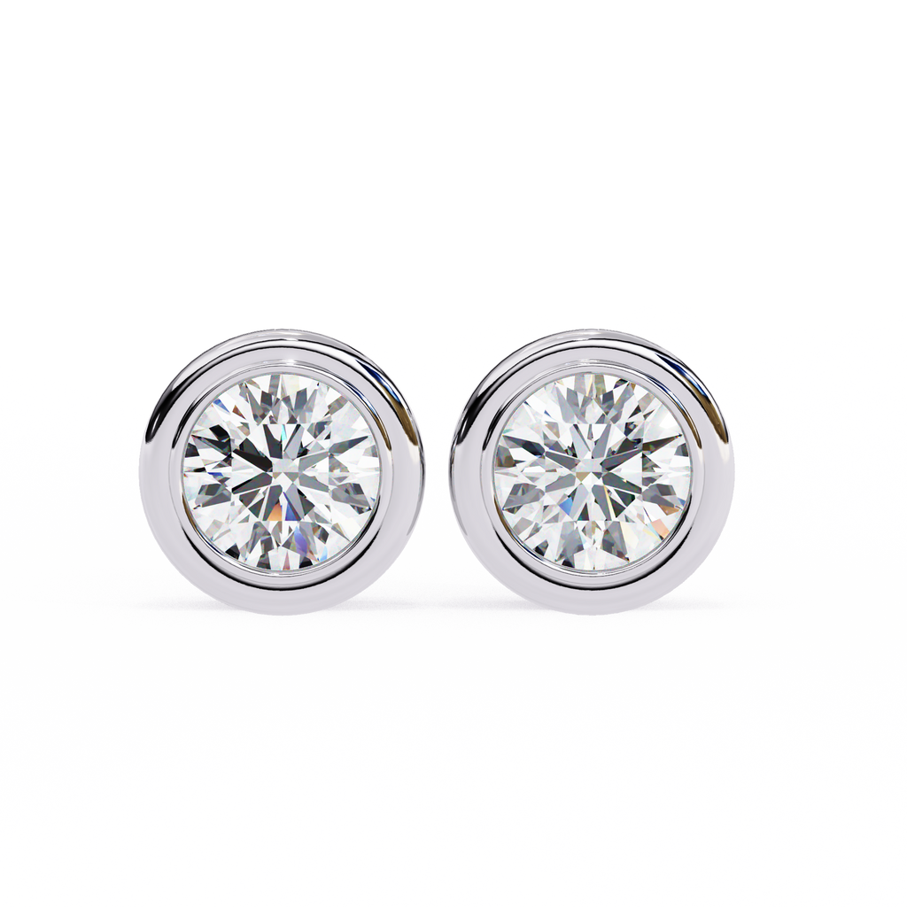 Classic Halo Bezel Stud Earrings
