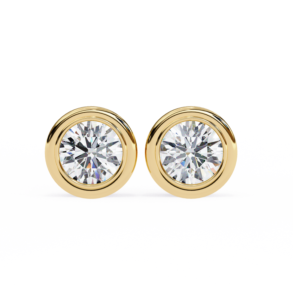 Classic Halo Bezel Stud Earrings