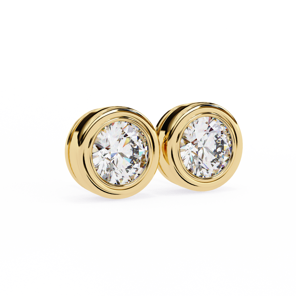 Classic Halo Bezel Stud Earrings