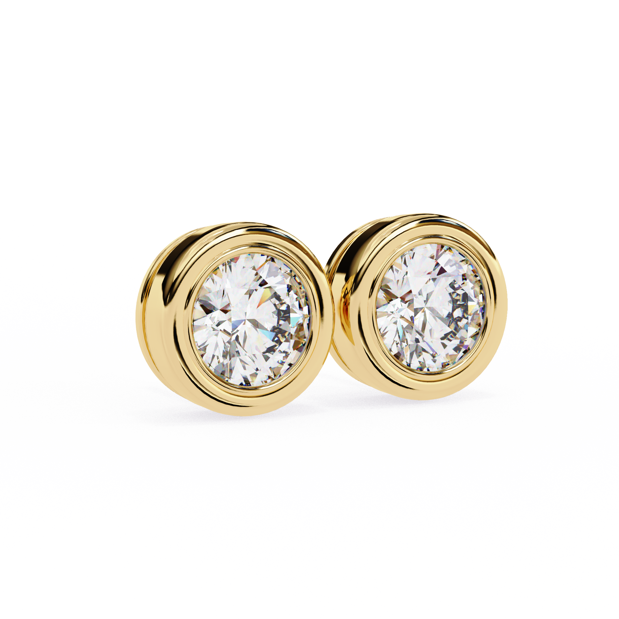 Classic Halo Bezel Stud Earrings