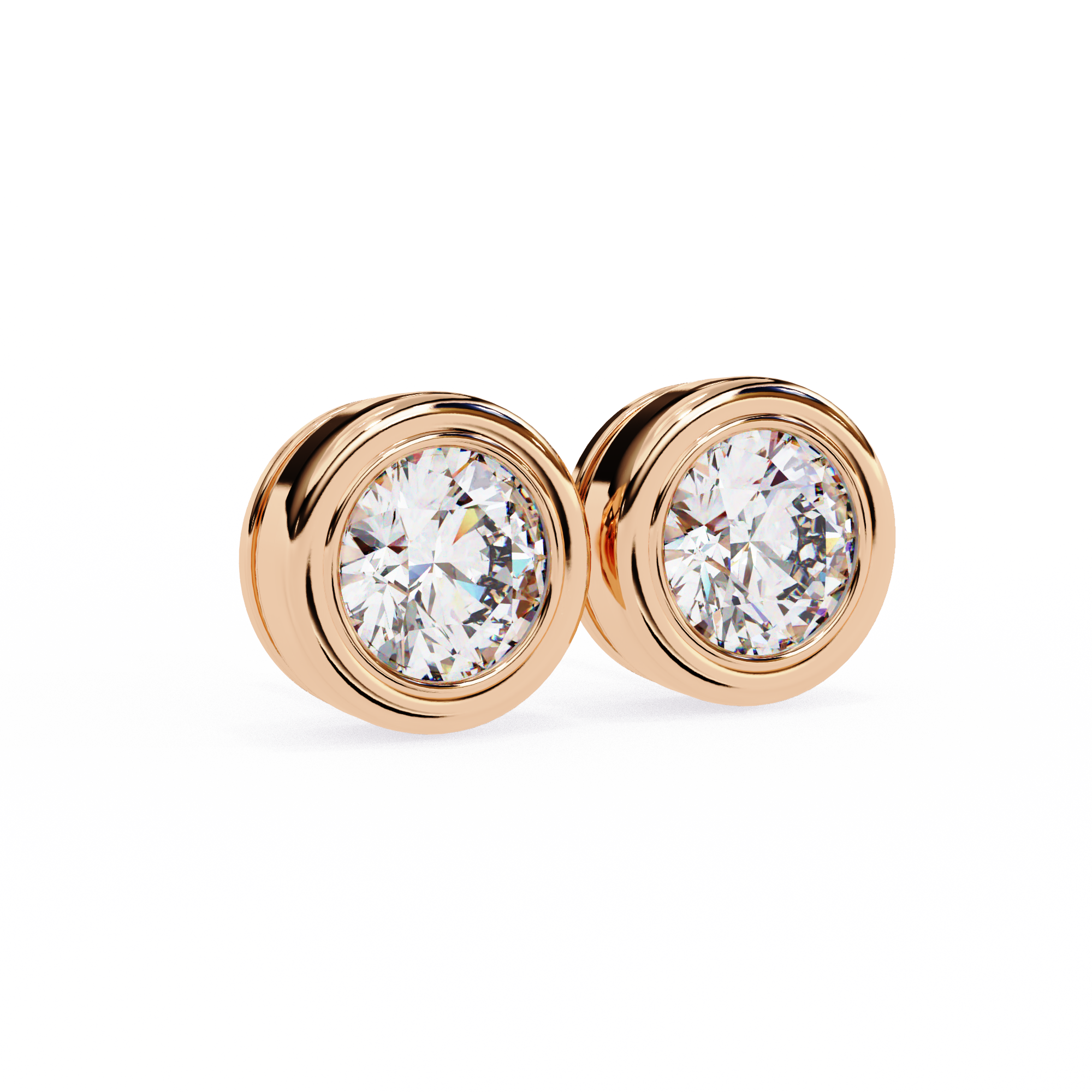 Classic Halo Bezel Stud Earrings