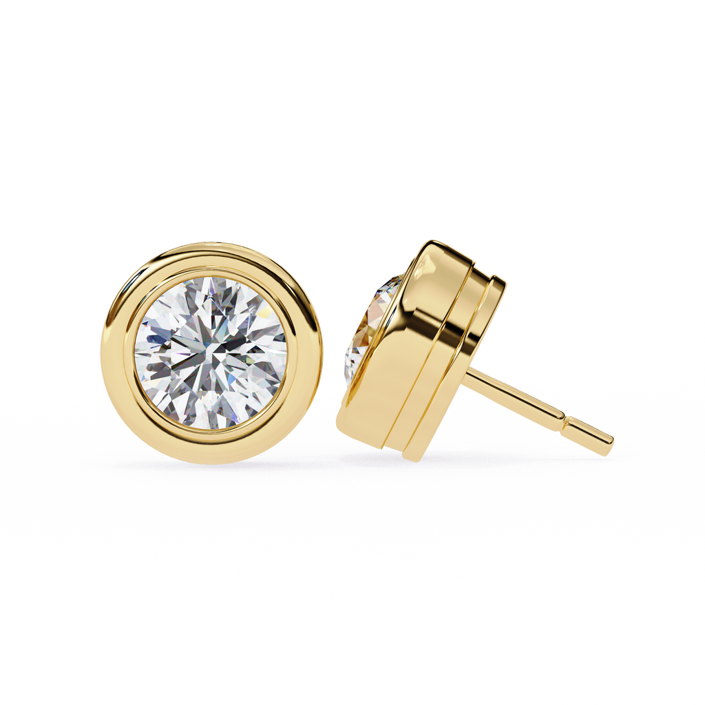 Classic Halo Bezel Stud Earrings