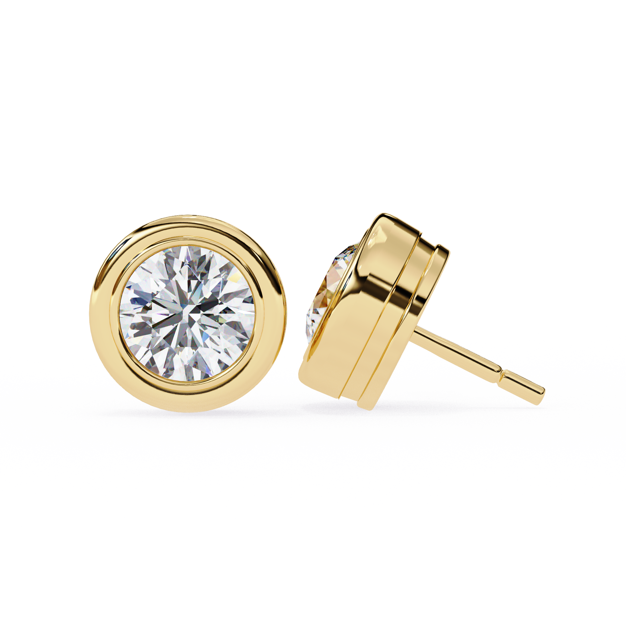 Classic Halo Bezel Stud Earrings