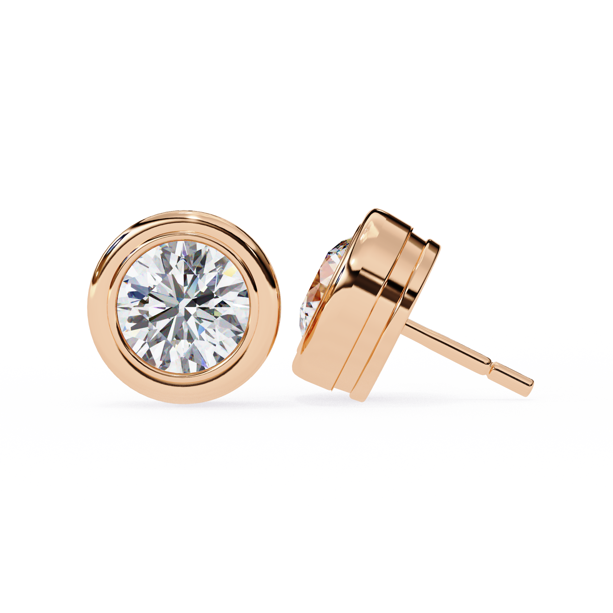 Classic Halo Bezel Stud Earrings