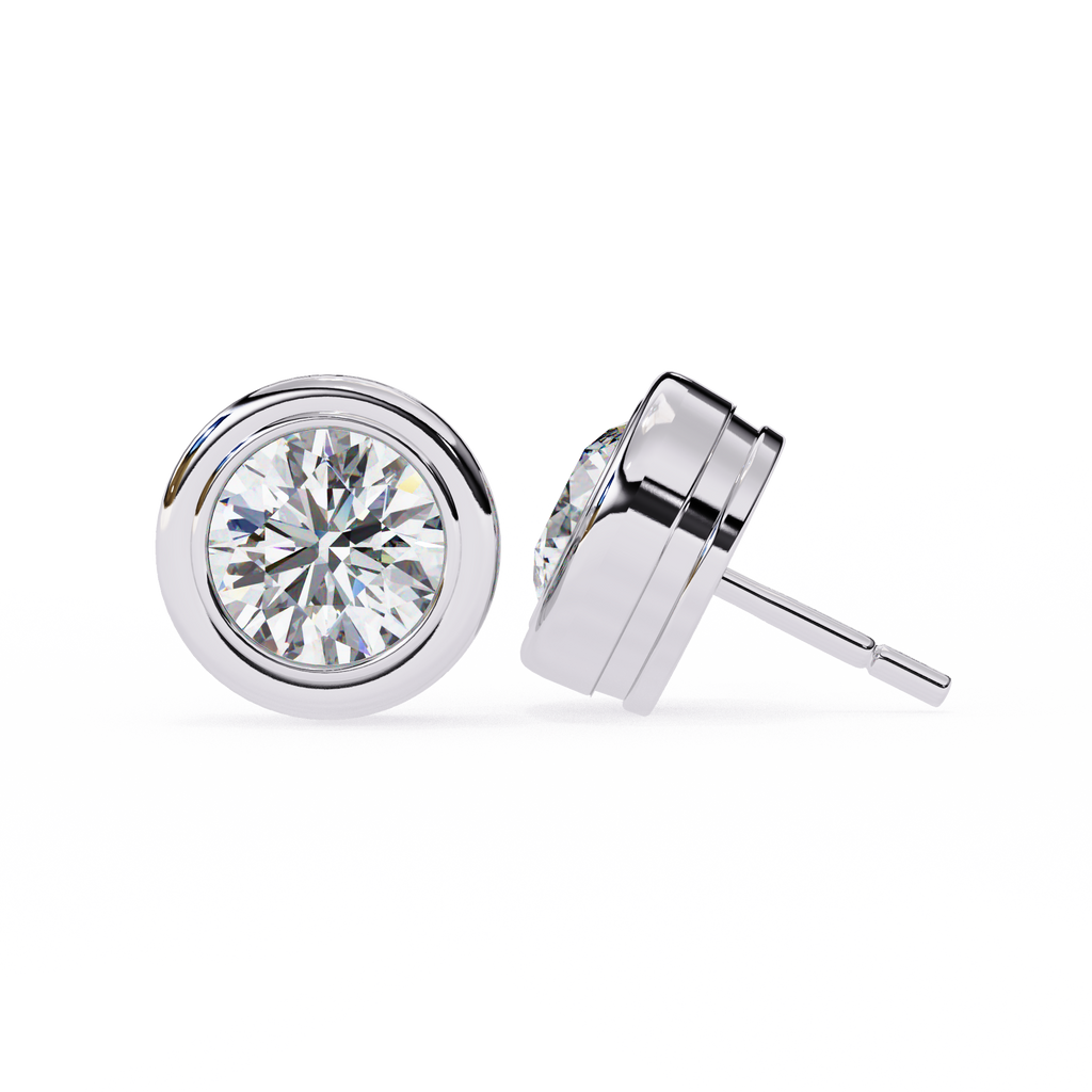 Classic Halo Bezel Stud Earrings