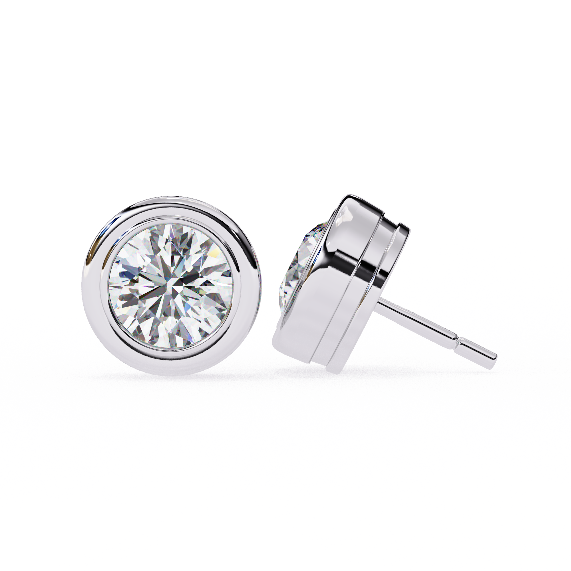 Classic Halo Bezel Stud Earrings
