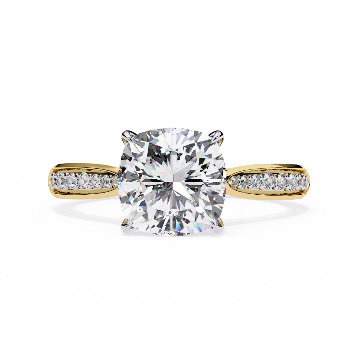Cushion-Cut Pavé Diamond Engagement Ring