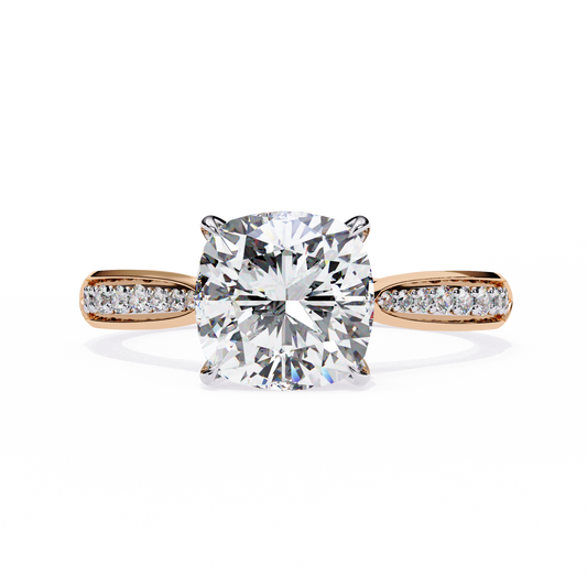 Cushion-Cut Pavé Diamond Engagement Ring