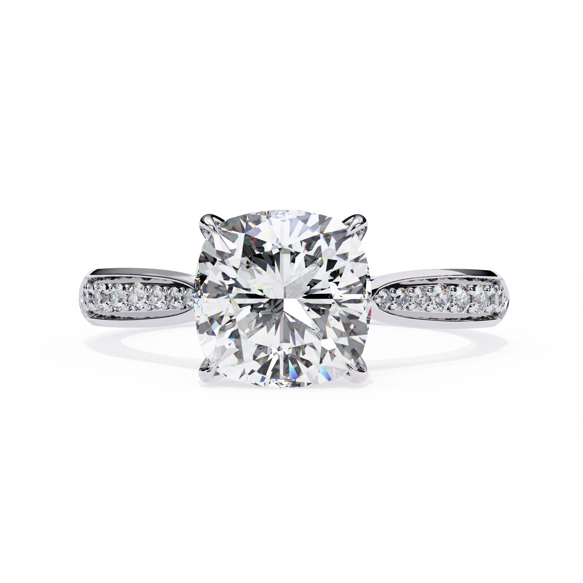 Cushion-Cut Pavé Diamond Engagement Ring