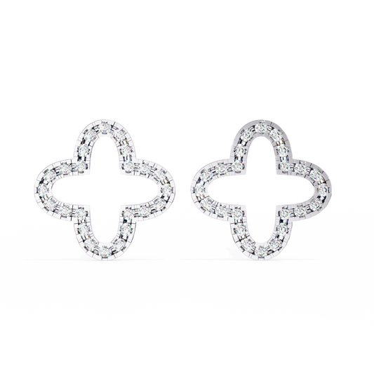 Celestial Clover Pavé Stud Earrings