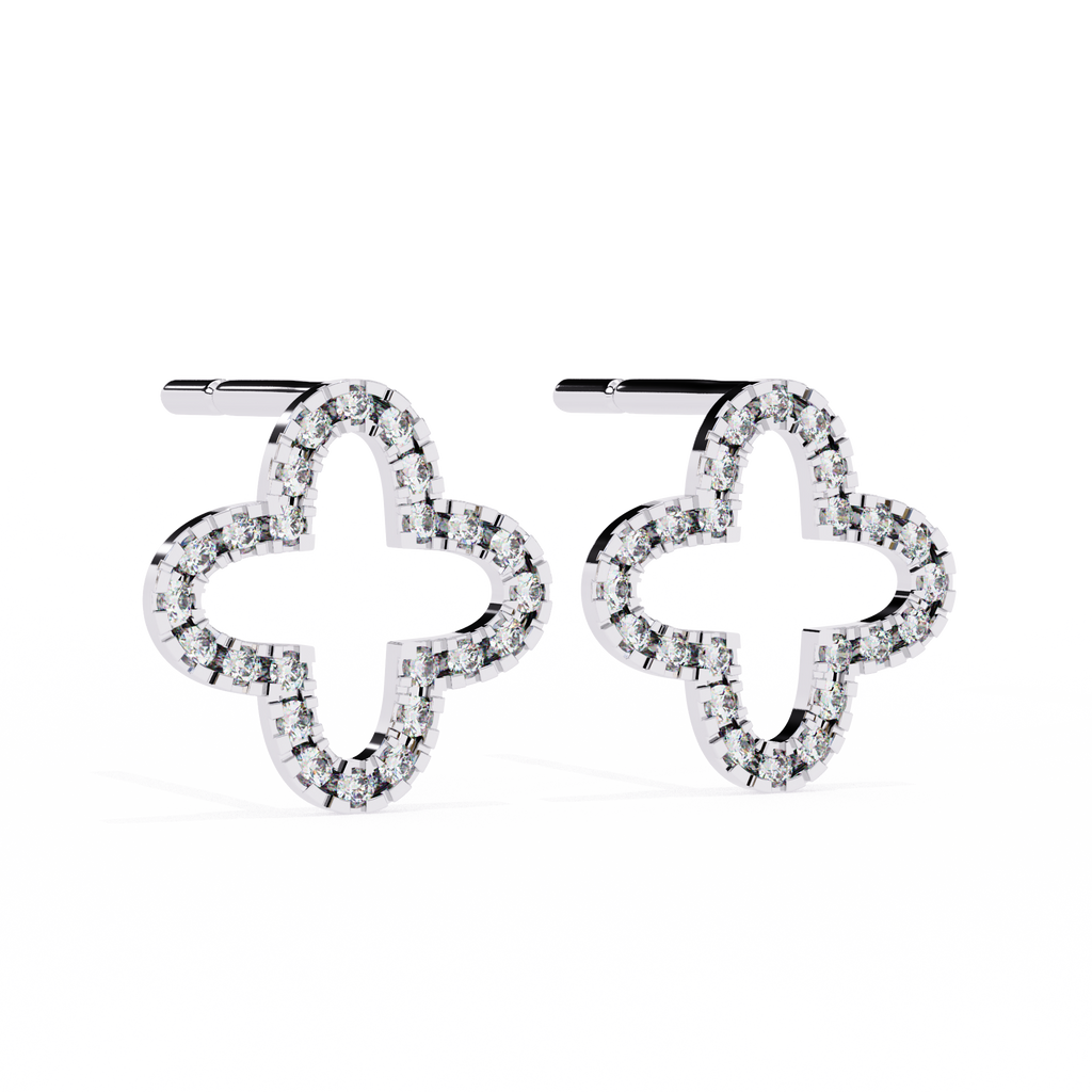Celestial Clover Pavé Stud Earrings