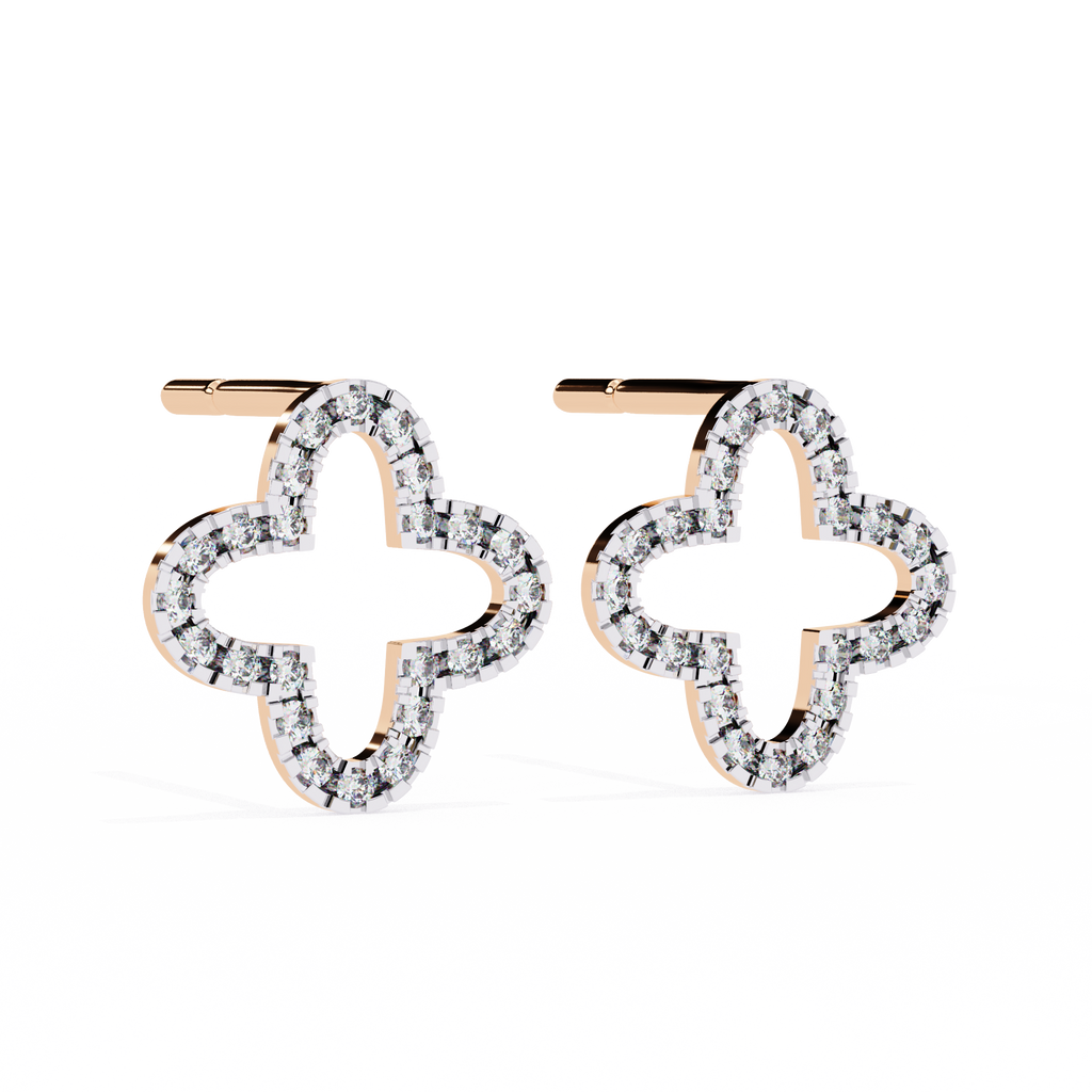 Celestial Clover Pavé Stud Earrings