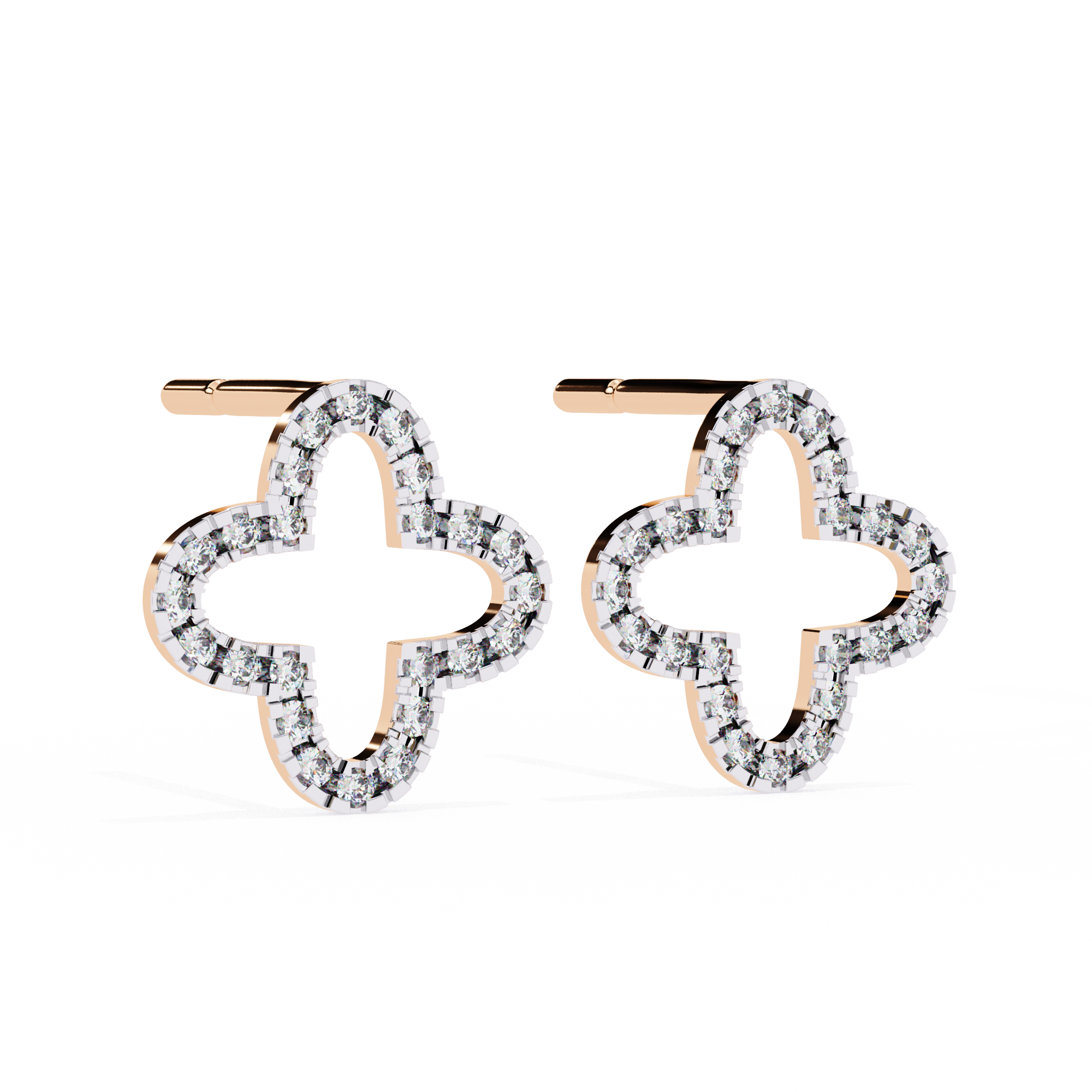 Celestial Clover Pavé Stud Earrings