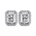 Radiant-Cut Halo Stud Earrings