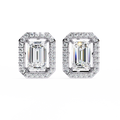 Emerald-Cut Halo Stud Earrings