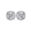 Cushion-Cut Diamond Halo Stud Earrings