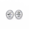 Oval-Cut Diamond Halo Stud Earrings