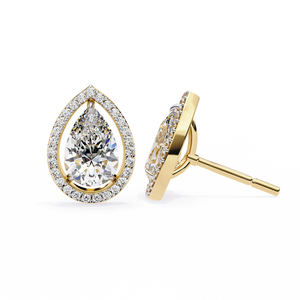 Pear-Shaped Diamond Halo Drop Earrings