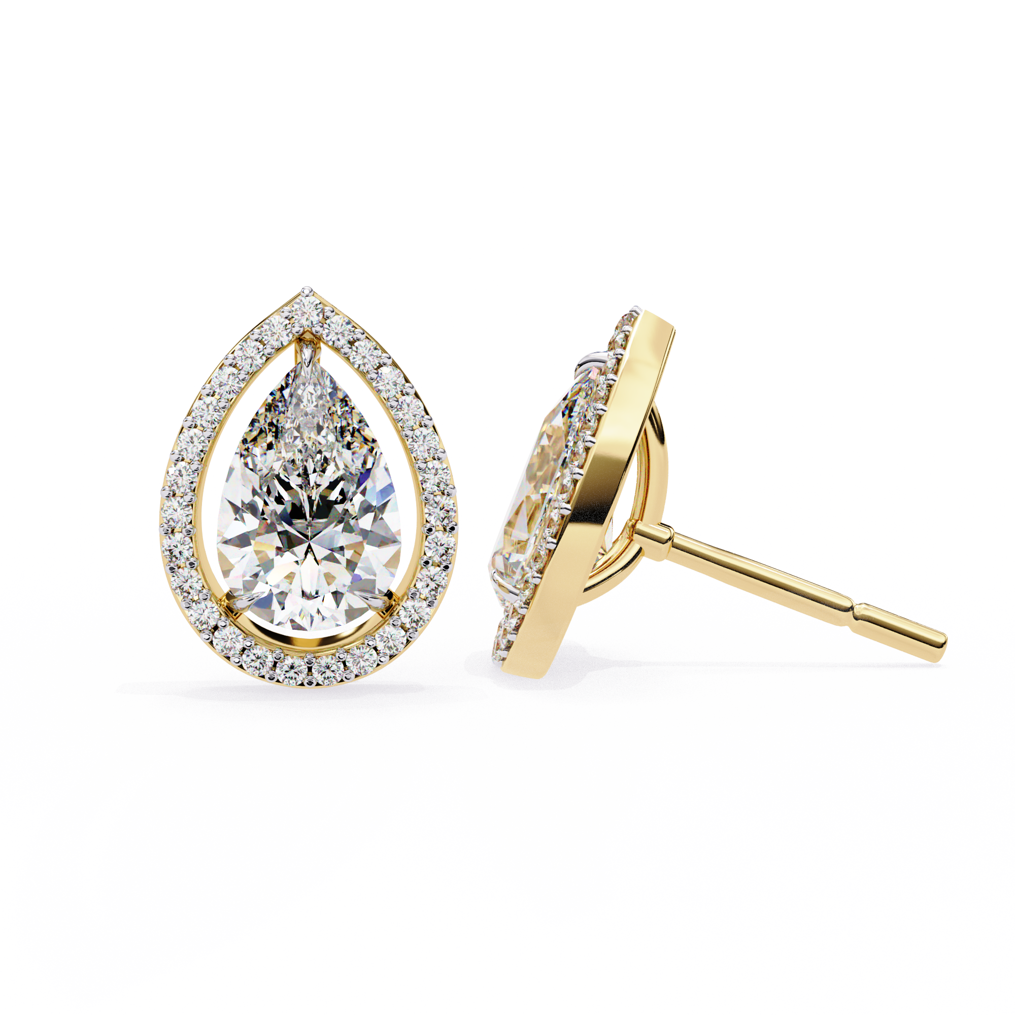Pear-Shaped Diamond Halo Drop Earrings