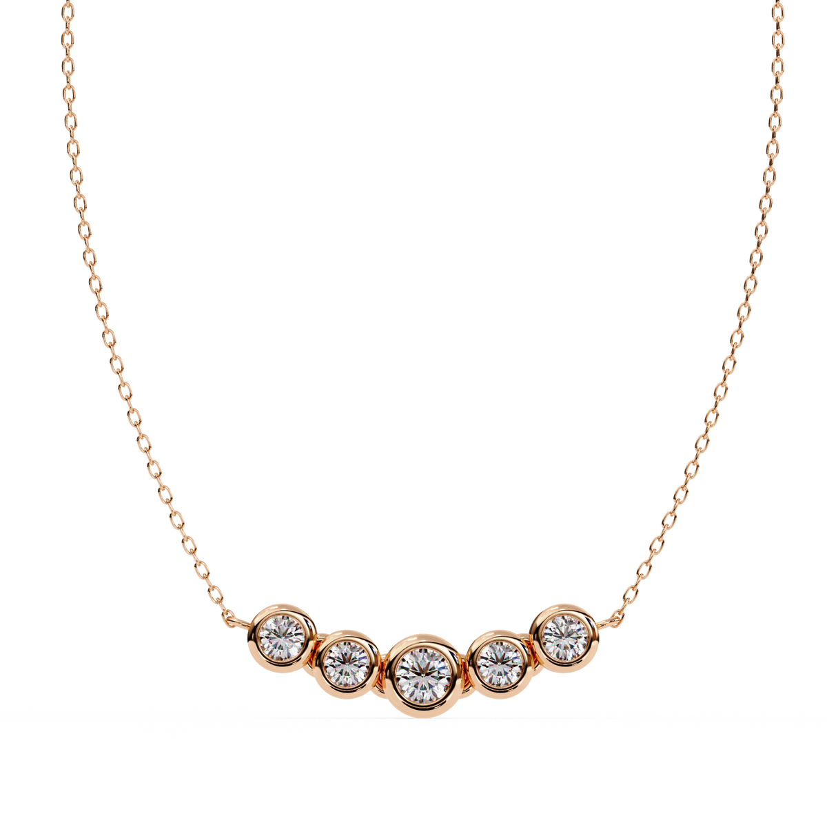 Five-Stone Bezel Diamond Necklace