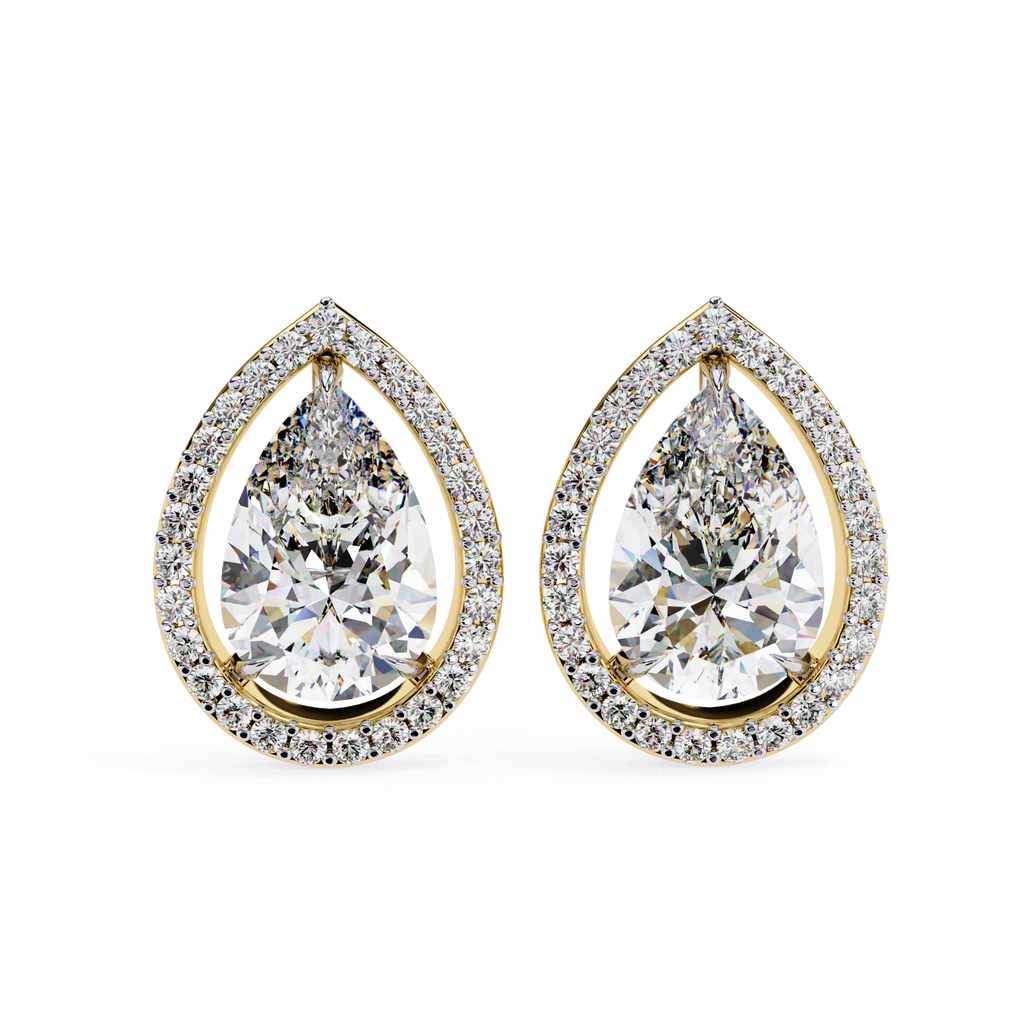 Pear-Shaped Diamond Halo Drop Earrings