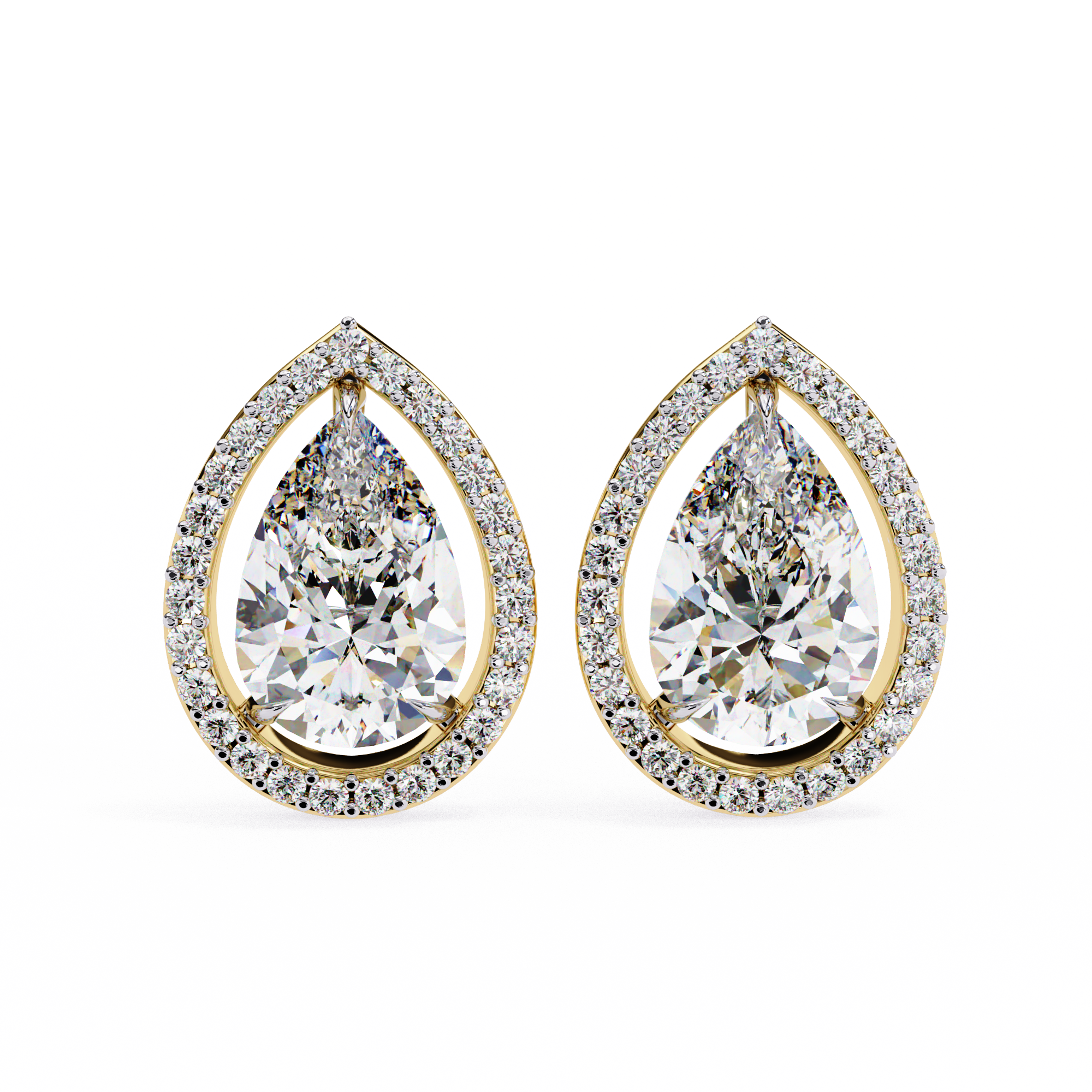 Pear-Shaped Diamond Halo Drop Earrings