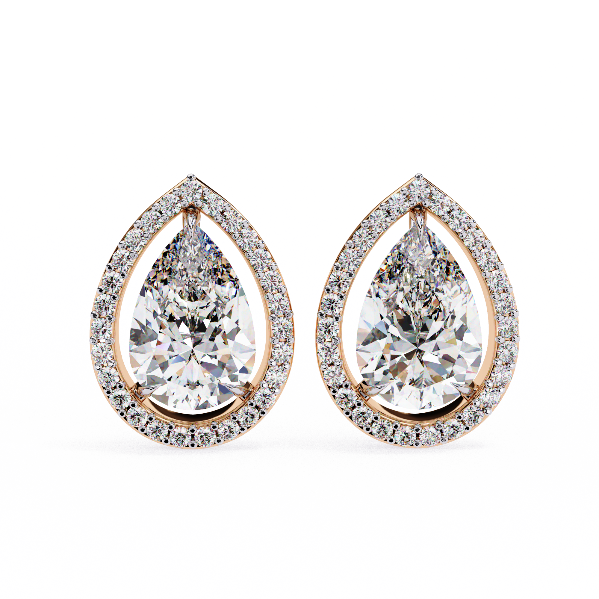 Pear-Shaped Diamond Halo Drop Earrings