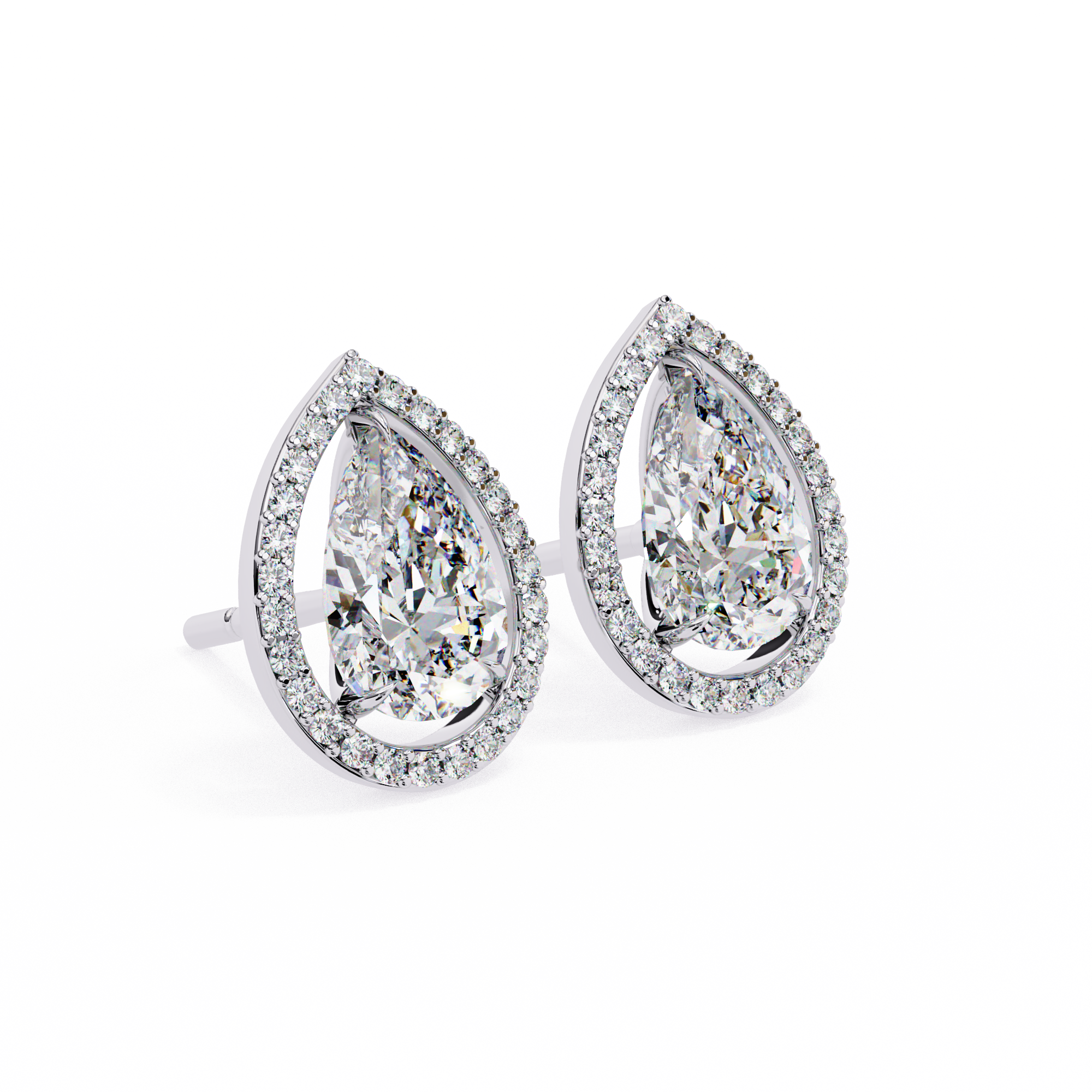 Pear-Shaped Diamond Halo Drop Earrings