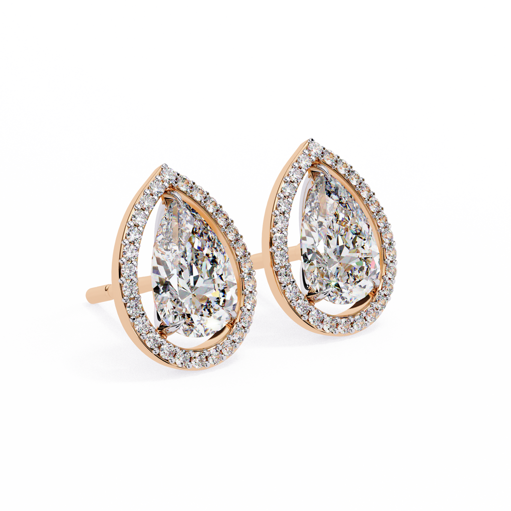 Pear-Shaped Diamond Halo Drop Earrings