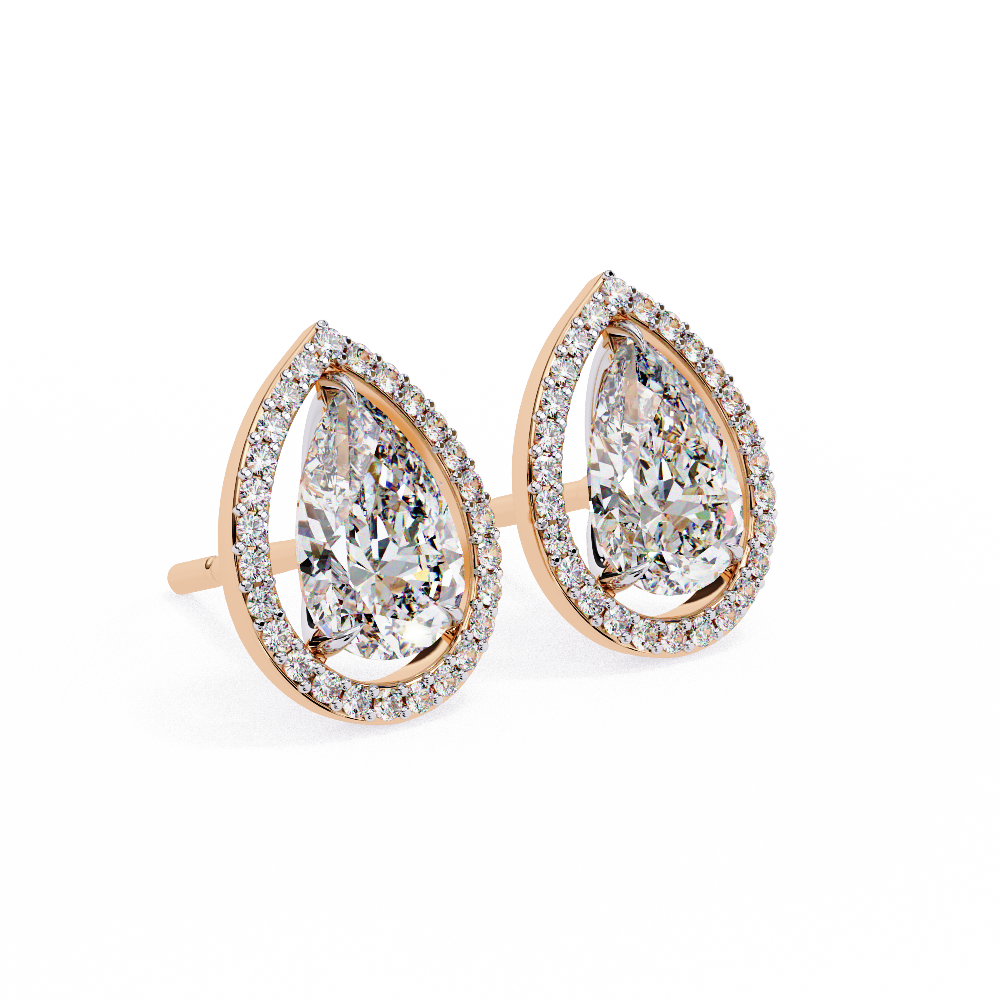 Pear-Shaped Diamond Halo Drop Earrings