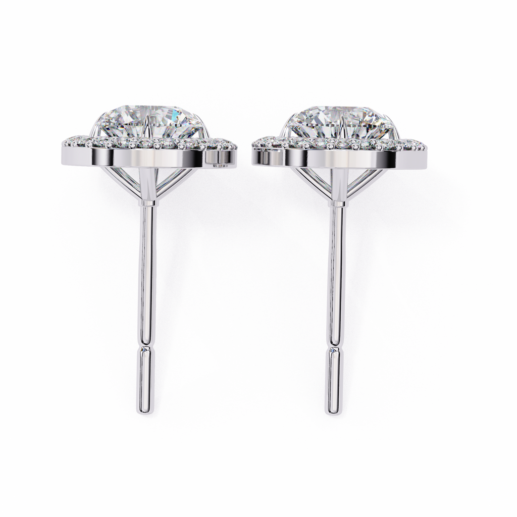 Oval-Cut Diamond Halo Stud Earrings