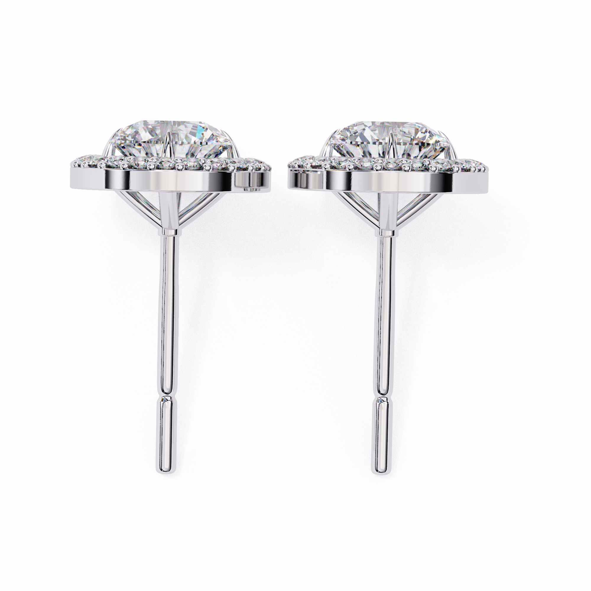 Oval-Cut Diamond Halo Stud Earrings