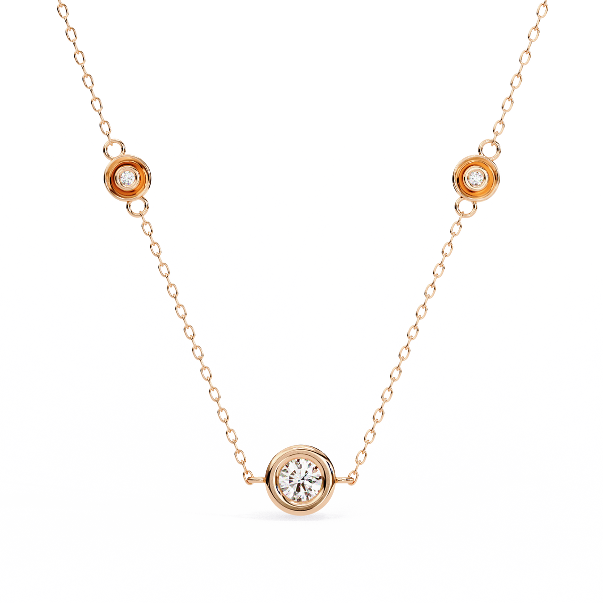 Elegant Crystal Circle Link Necklace