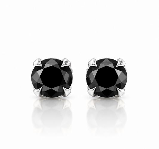 ÉCLAT NOIR — Natural Black Diamond Stud Earrings