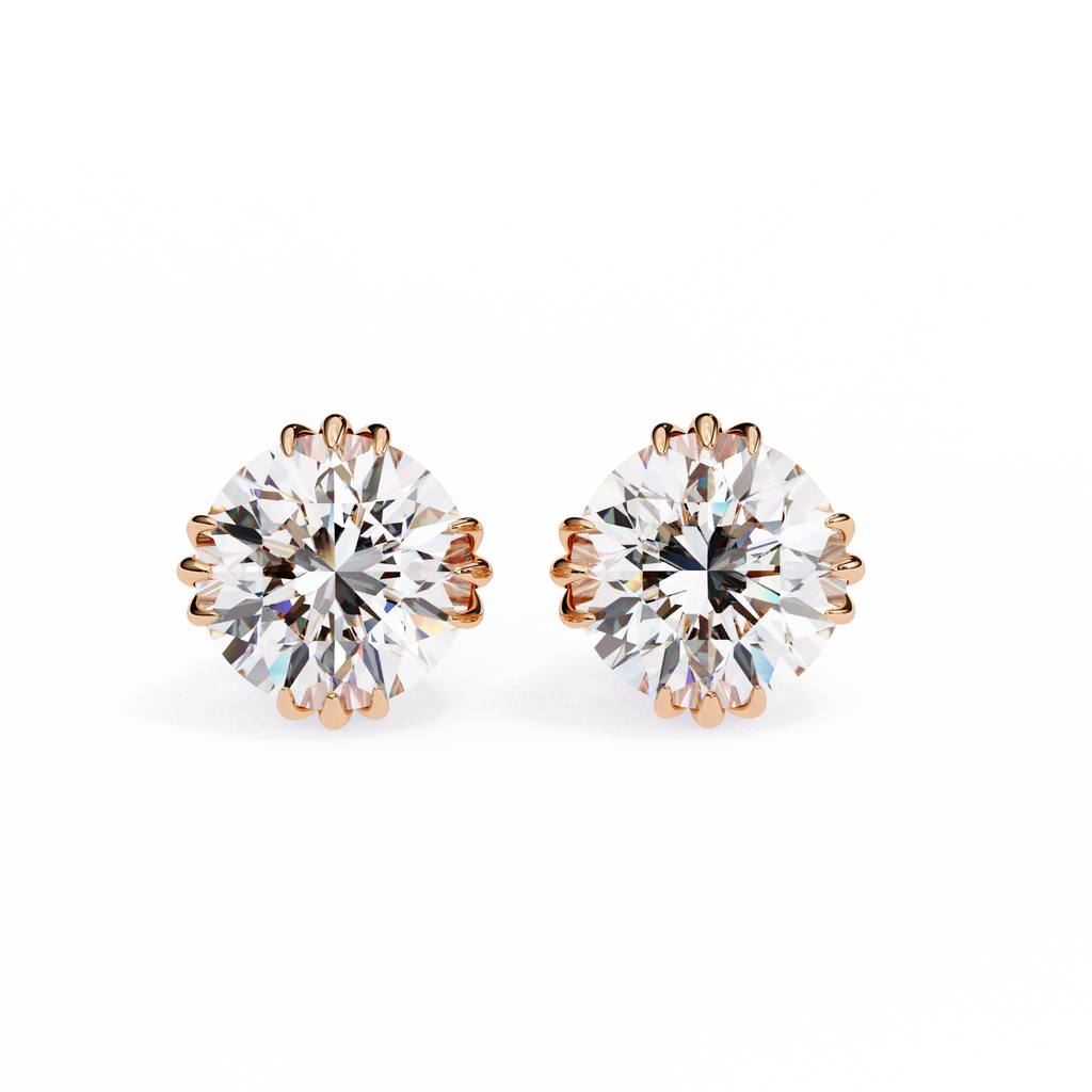 Radiant Bloom Solitaire Stud Earrings