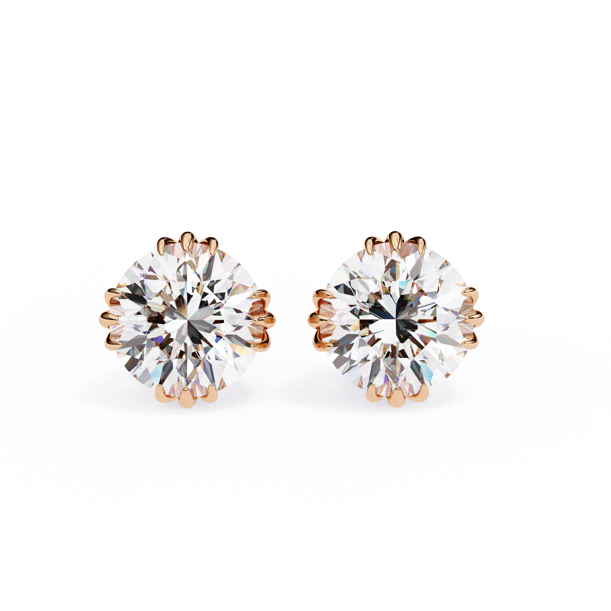Radiant Bloom Solitaire Stud Earrings