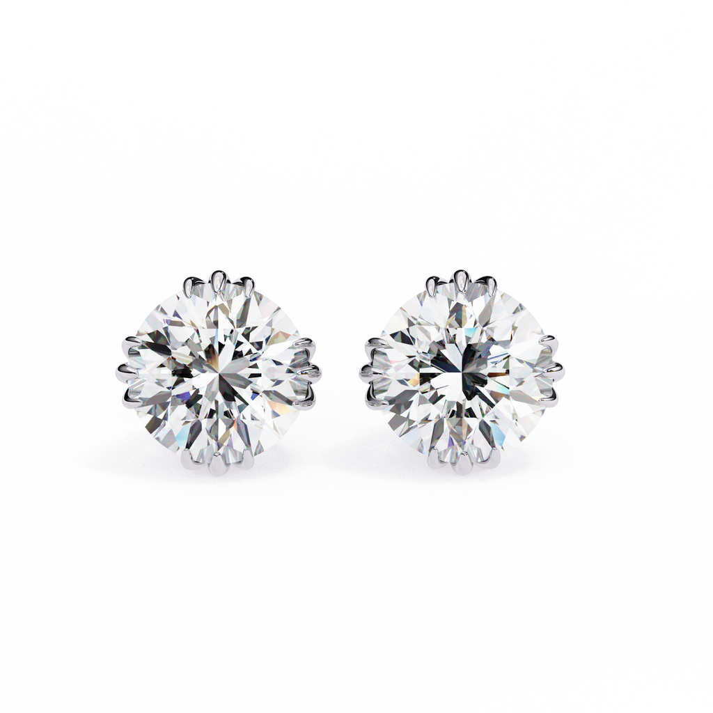 Radiant Bloom Solitaire Stud Earrings