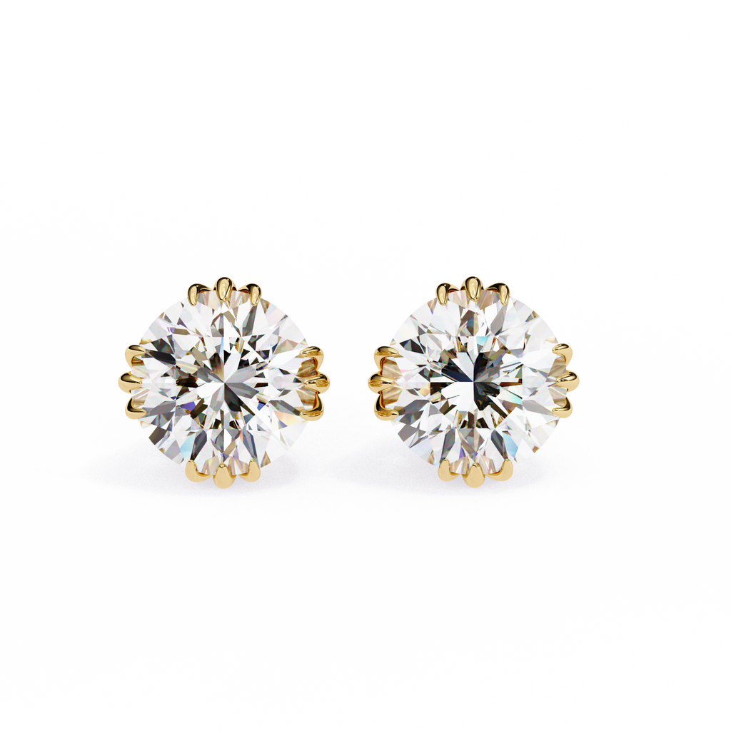 Radiant Bloom Solitaire Stud Earrings