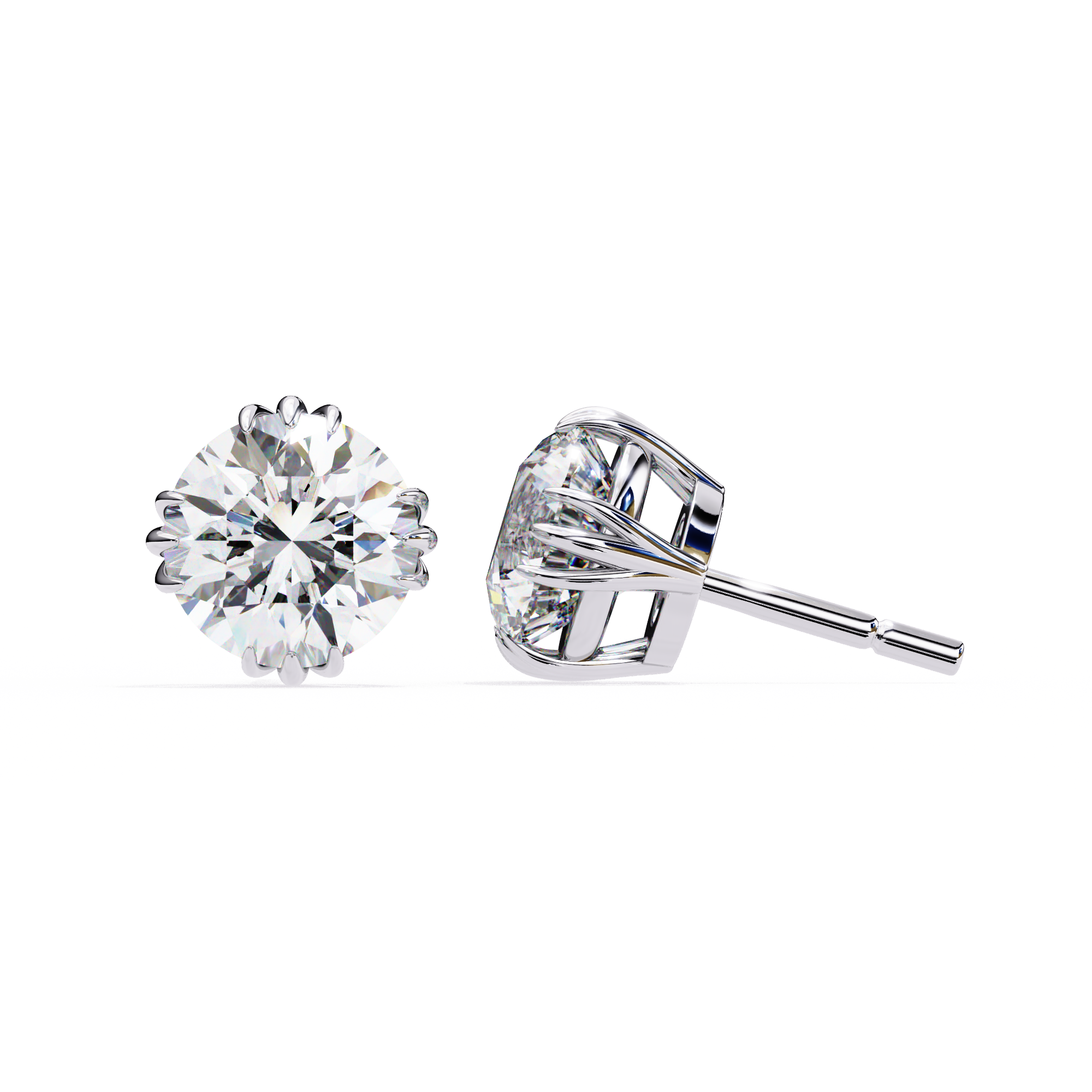Radiant Bloom Solitaire Stud Earrings