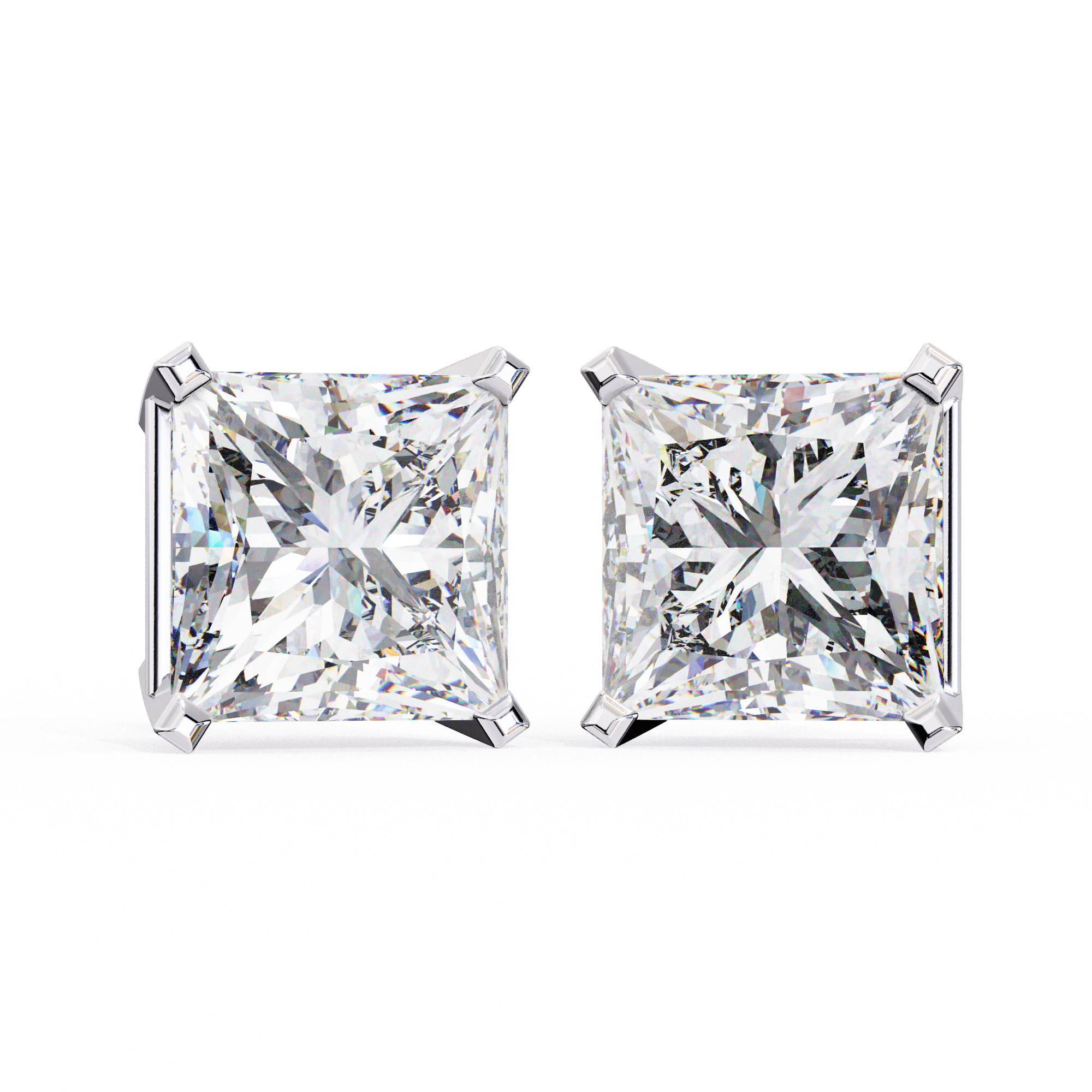 Radiant Princess Cut Stud Earrings