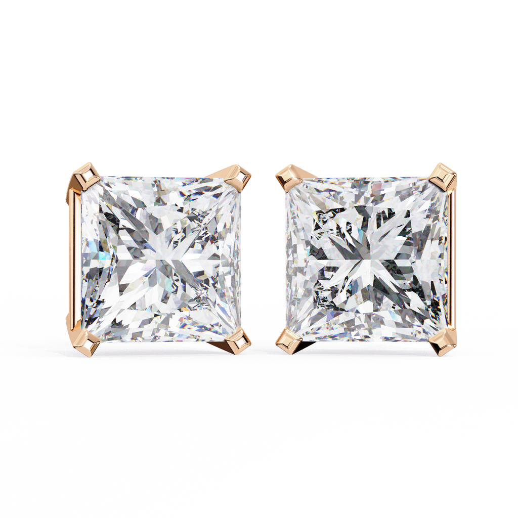 Radiant Princess Cut Stud Earrings