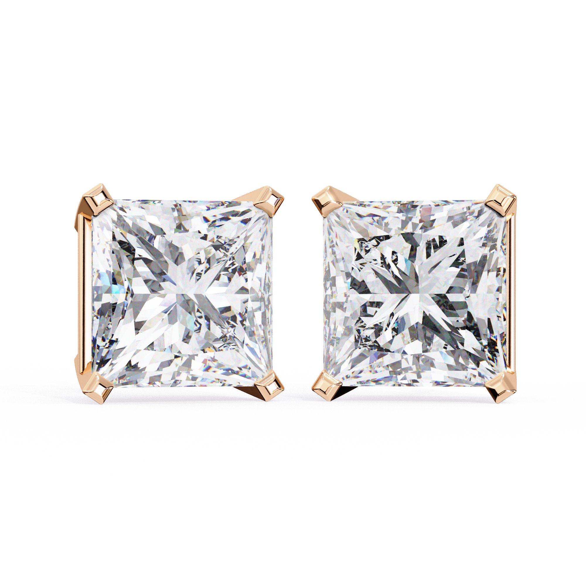 Radiant Princess Cut Stud Earrings