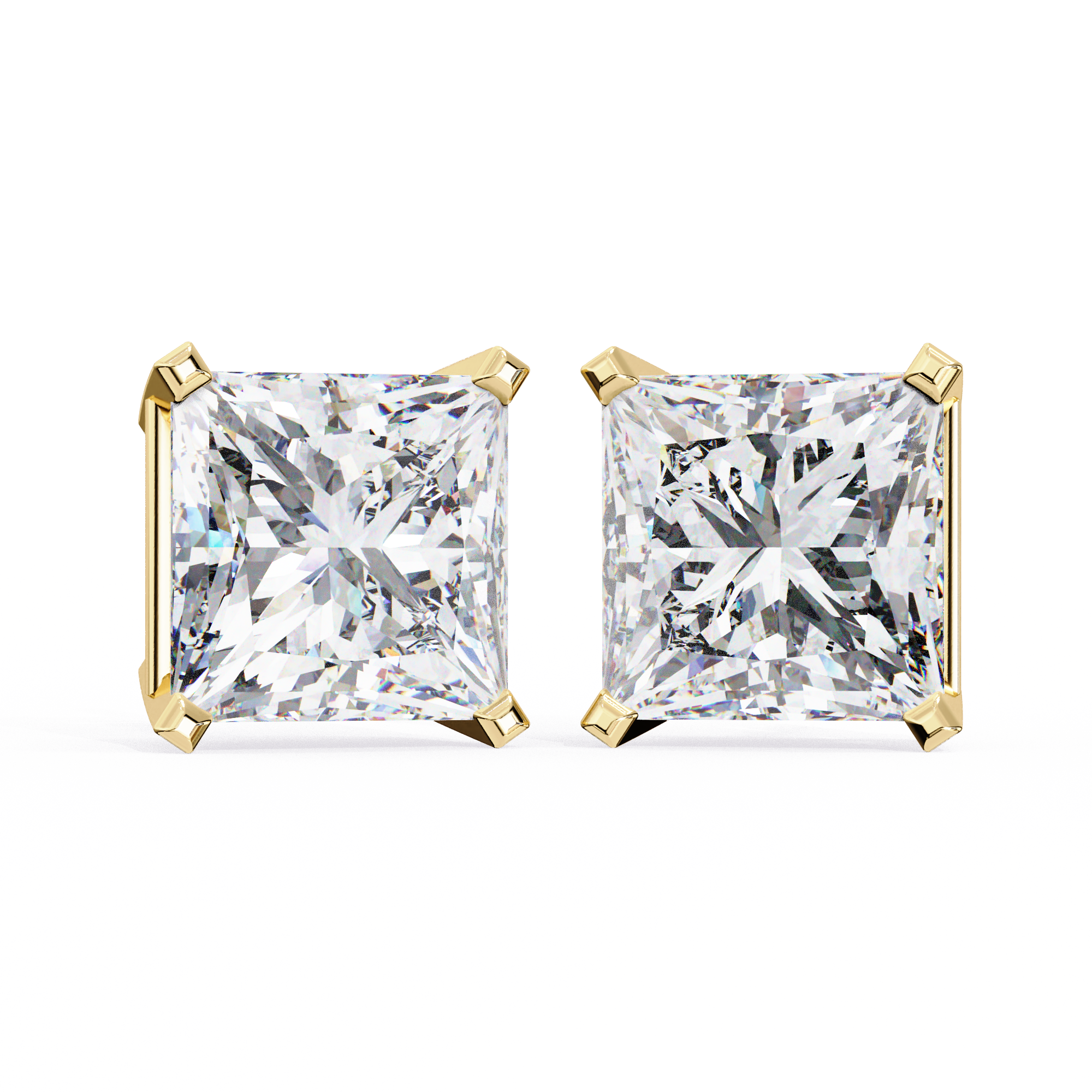 Radiant Princess Cut Stud Earrings