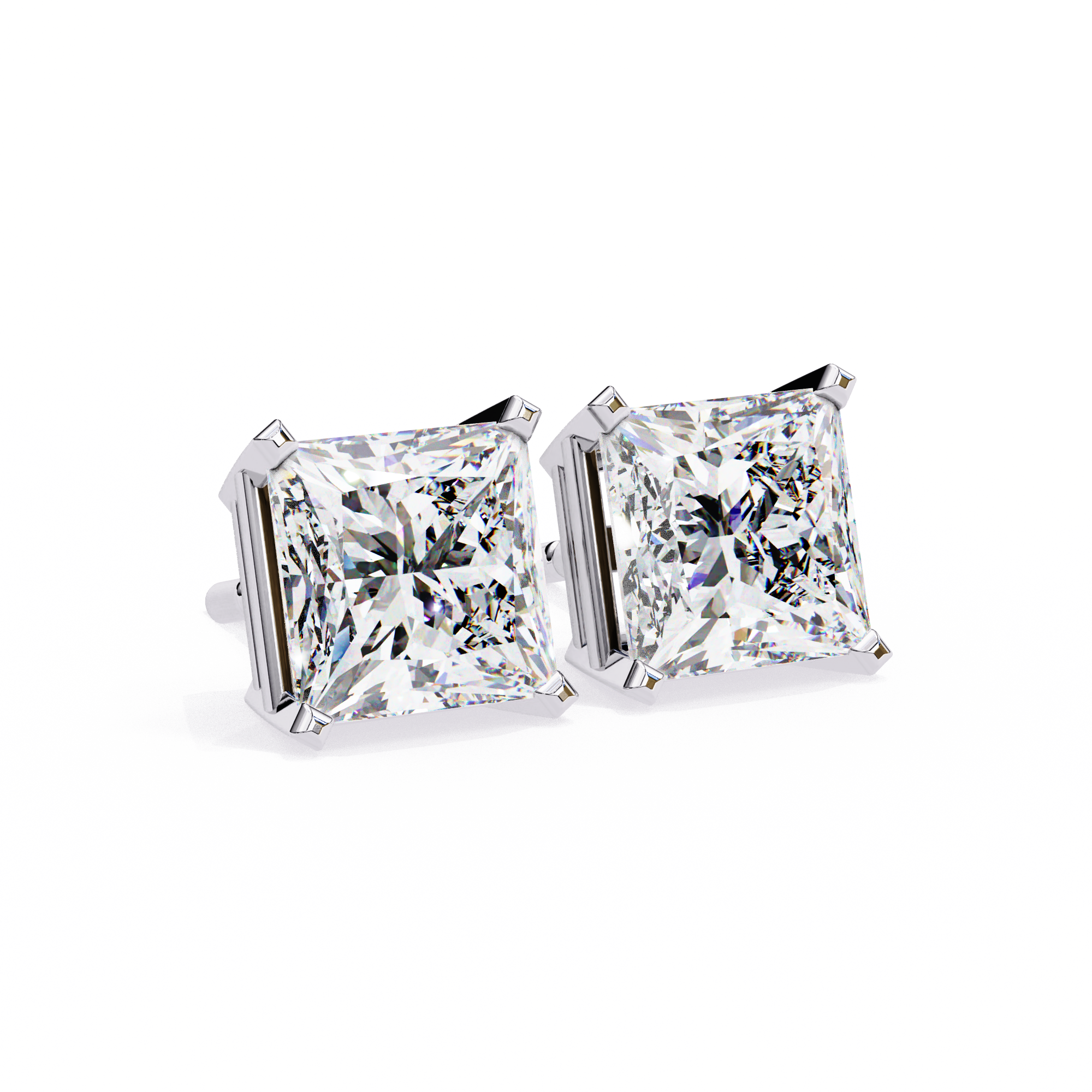 Radiant Princess Cut Stud Earrings