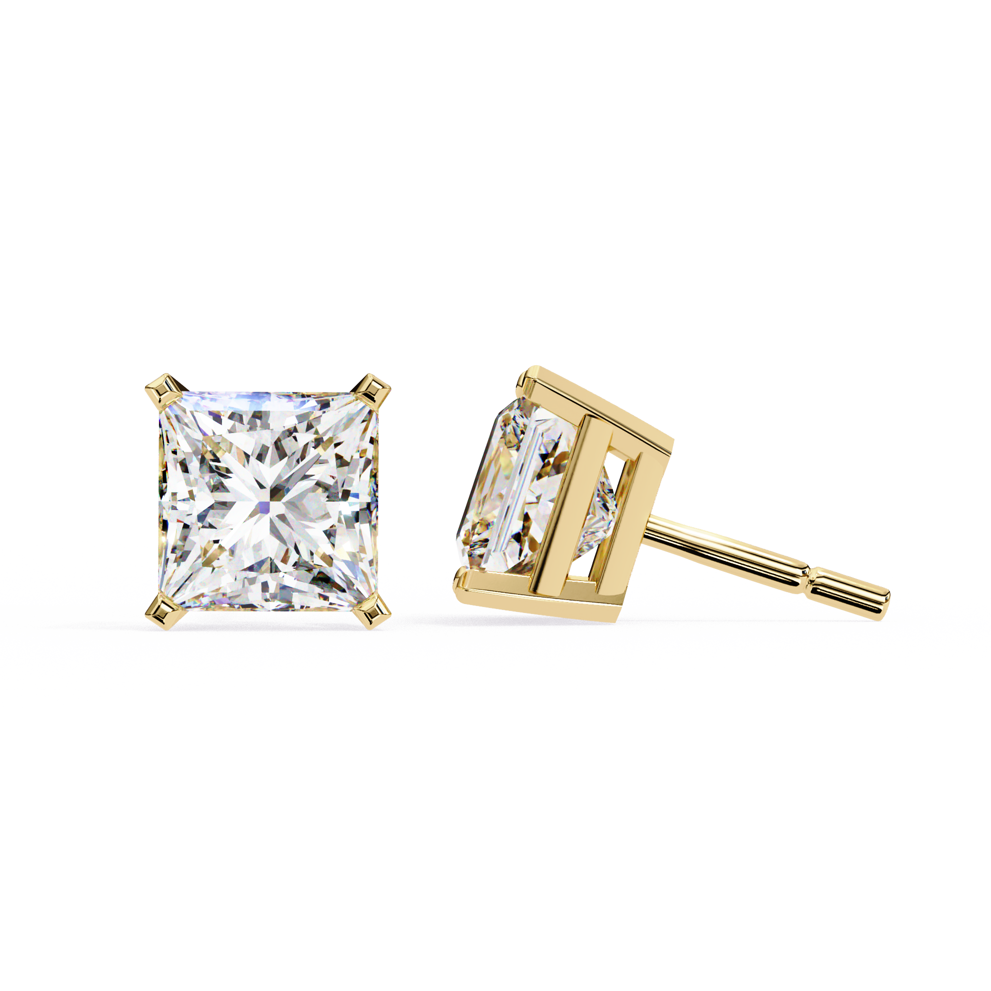 Radiant Princess Cut Stud Earrings