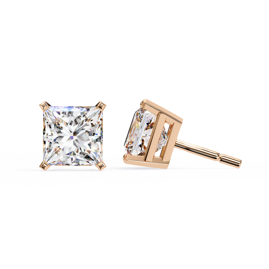 Radiant Princess Cut Stud Earrings