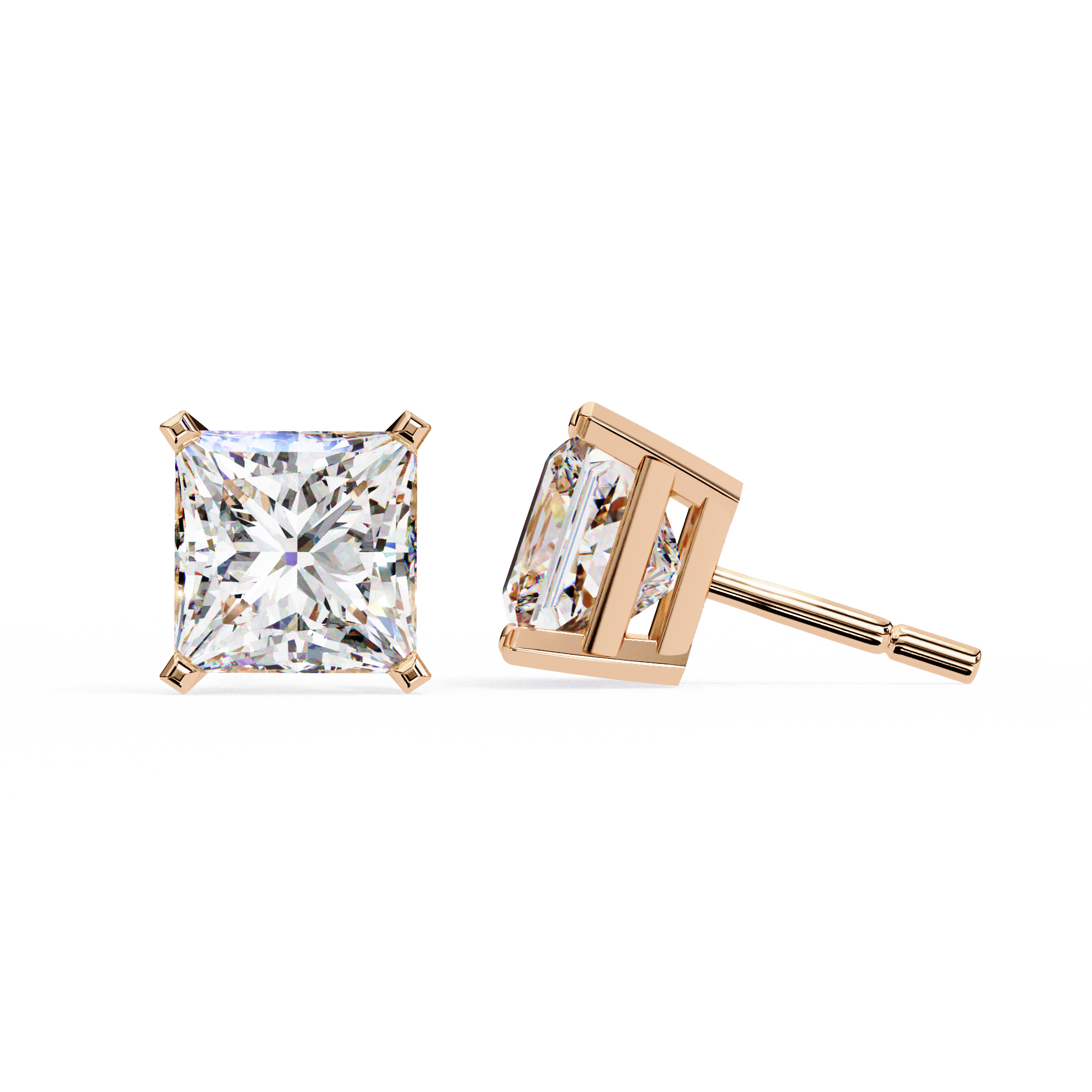 Radiant Princess Cut Stud Earrings