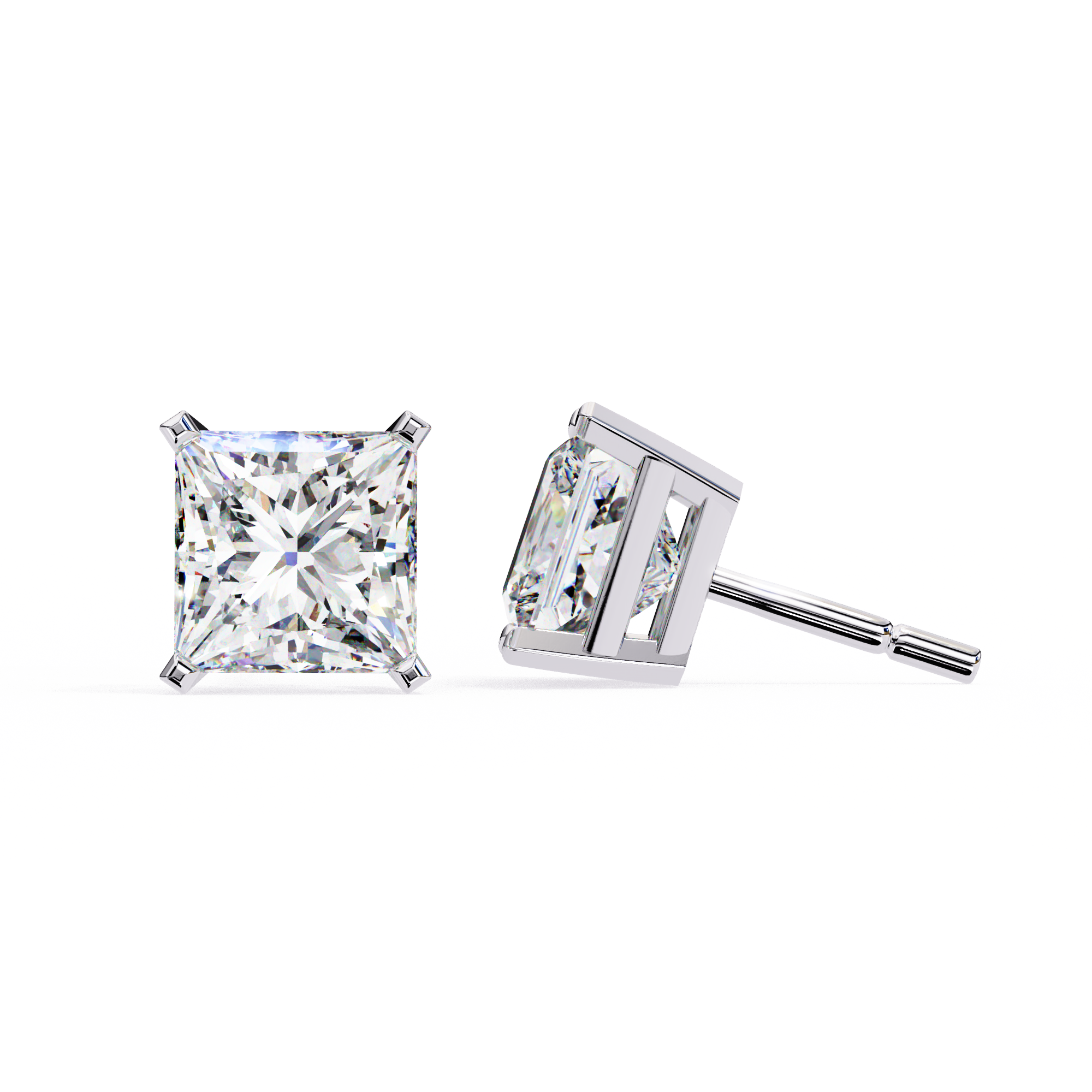 Radiant Princess Cut Stud Earrings