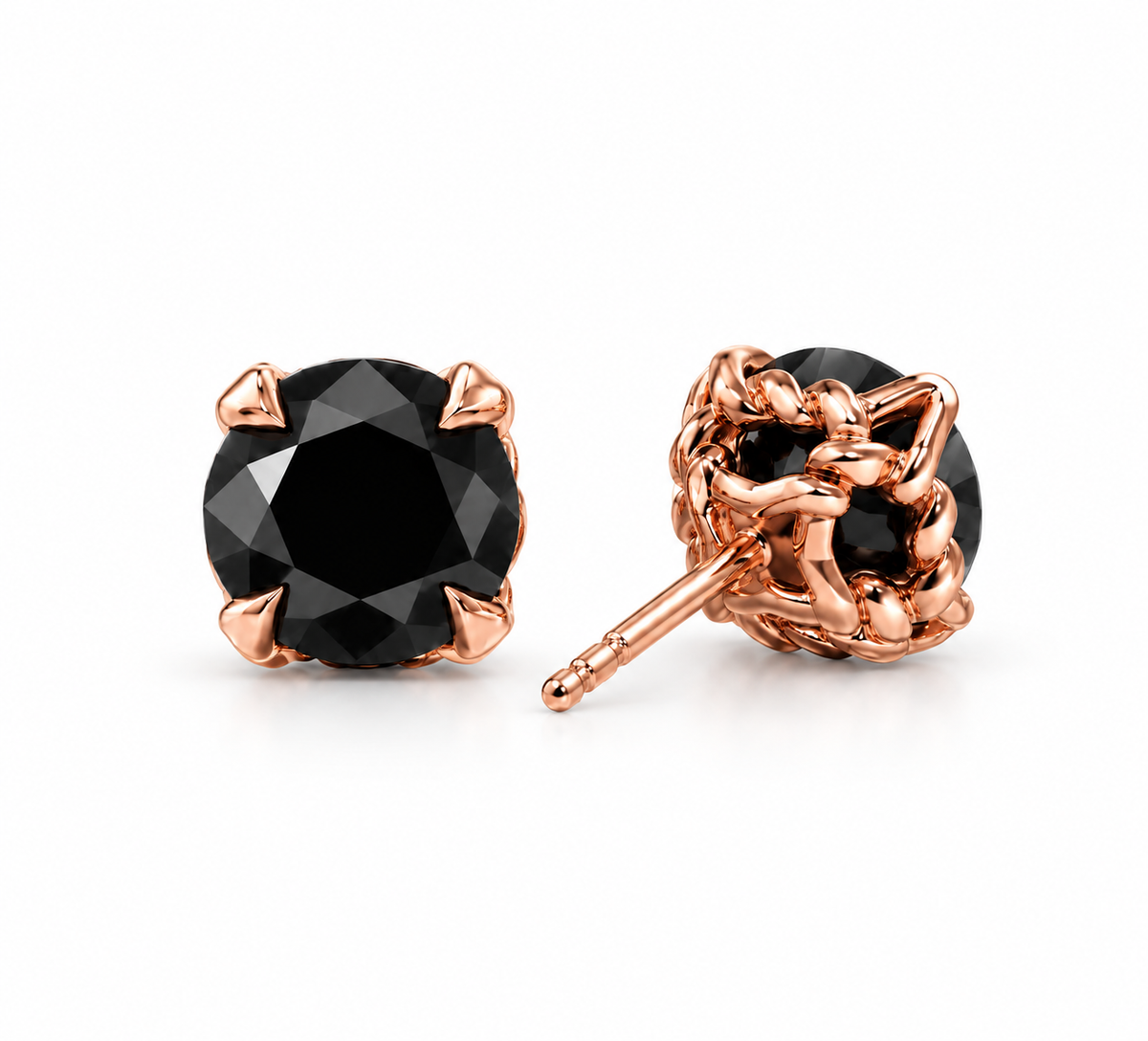 ÉCLAT NOIR — Natural Black Diamond Stud Earrings