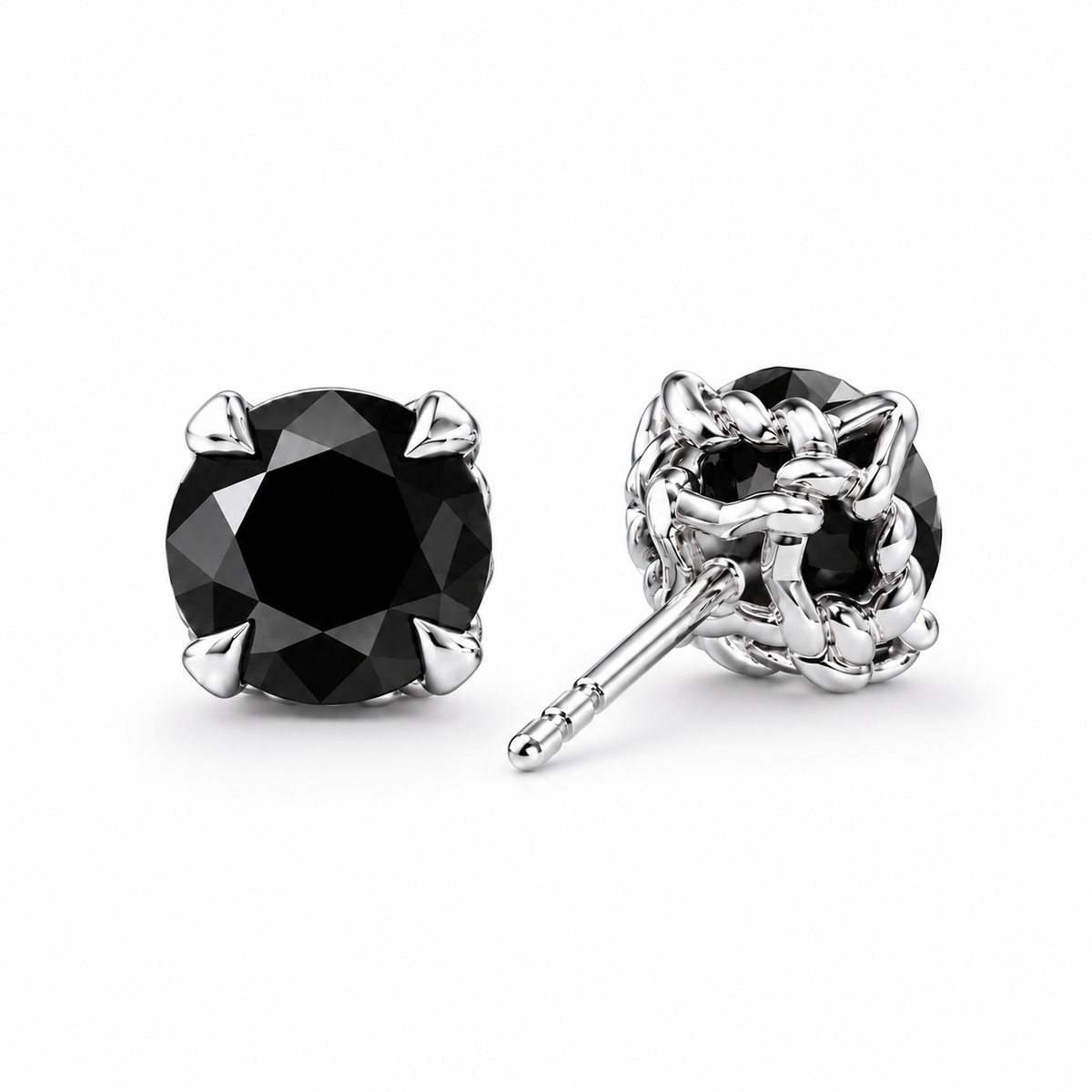 ÉCLAT NOIR — Natural Black Diamond Stud Earrings